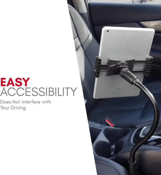 Alt view image 6 of 7 - Car Seat Rail Mount - Super Secure Tablet Mount for Car and Floor Mount Phone Holder - Adjustable Gooseneck iPad Mount for Truck and Any Vehicle - Works with All iPad iPhone Tablets