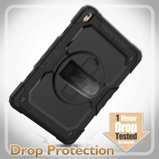 Alt view image 6 of 6 - Pad Air 3 2019 / Pro 10.5'' Case, Full-Body Drop Protection Case with Screen Protector Pen Holder [360° Rotate Hand Strap/Stand] for Pad Air 3rd Generation 10.5 inch (Black)