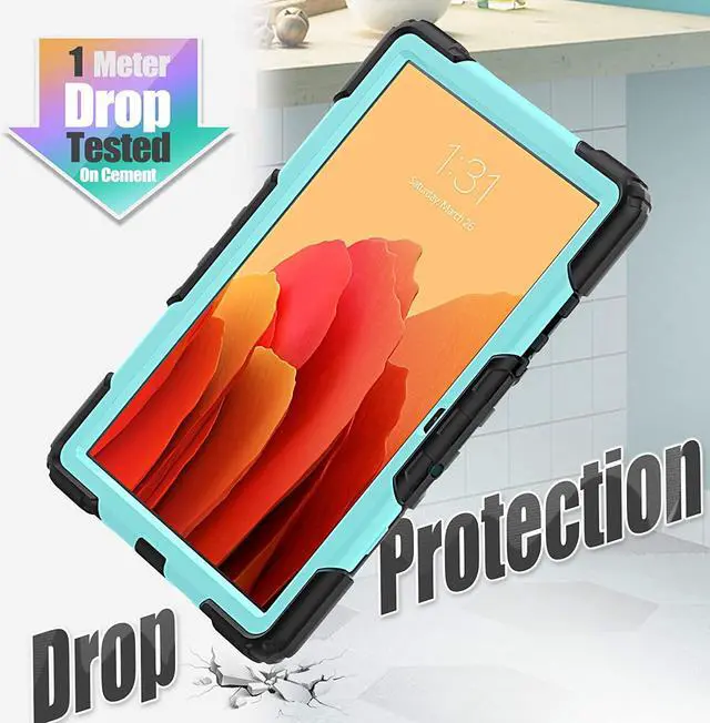 Alt view image 3 of 7 - Case for Samsung Galaxy Tab A7 10.4 Inch 2022/2020, SM-T500/ T503 Tablet Case, Durable Sturdy Case with Screen Protector Swivel Stand Hand Shoulder Strap Drop-Proof Tablet Case - Light Blue