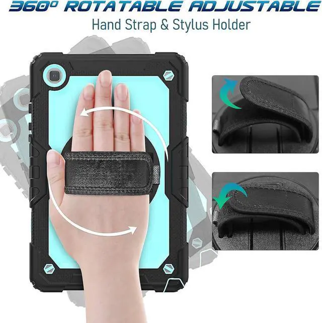 Alt view image 4 of 7 - Case for Samsung Galaxy Tab A7 10.4 Inch 2022/2020, SM-T500/ T503 Tablet Case, Durable Sturdy Case with Screen Protector Swivel Stand Hand Shoulder Strap Drop-Proof Tablet Case - Light Blue