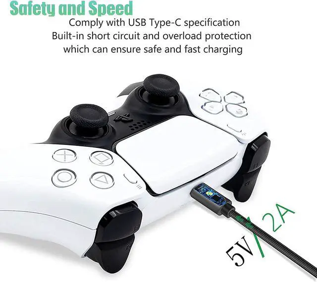 Alt view image 4 of 7 - PS5 Controller Charger Cable 2Pack Braided PS5 Charger, 3FT USB C Fast Charging Cord for Playstation 5 PS5 Dual Sense, PS5 Controller/Xbox Series X/Xbox Series S Controlle, Replacement Type C Cord