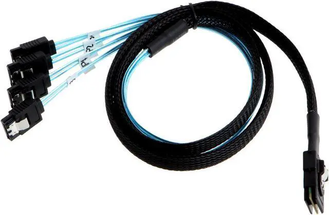 Alt view image 2 of 5 - CableCreation [Reversed Cable] Mini SAS 36Pin (SFF-8087) Male to 4 SATA 7Pin Female Cable, Mini SAS (Target) to 4 SATA (Host) Cable, 0.5M, 1.6 Feet