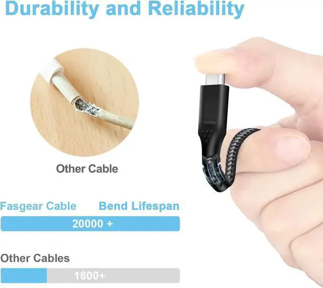 Alt view image 5 of 7 - Fasgear Warp Charge 30W Cable for Oneplus 8 Pro 8/7 Pro 7T [6ft] Dash Charging USB Type C Cable 20W Fast Charge Nylon Braided Data Sync USB-C Cord Compatible for One plus 7 6T 6 5T 5 3T (1.8m,Black)