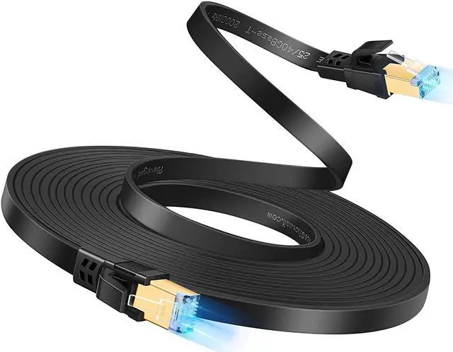 Main image of Ethernet cable,cable ethernet,cat8 ethernet cable,ethernet cable 6.6ft flat,40Gbps 2000Mhz Gigabit high speed,compatible with cat7/cat6 Lan cable,Gold Plated RJ45 for Gaming/Modem/Router/Smart Home