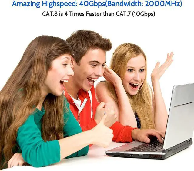 Alt view image 3 of 7 - Ethernet cable,cable ethernet,cat8 ethernet cable,ethernet cable 6.6ft flat,40Gbps 2000Mhz Gigabit high speed,compatible with cat7/cat6 Lan cable,Gold Plated RJ45 for Gaming/Modem/Router/Smart Home