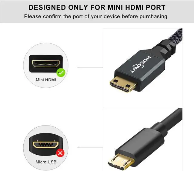 Alt view image 5 of 7 - Mini HDMI to HDMI Adapter Mini HDMI Male to HDMI Female Cable Adapter Support 1080P Full HD 4K 3D for DSLR Camera Camcorder Graphics Card Laptop Tablet HDTV Projector0.6FT