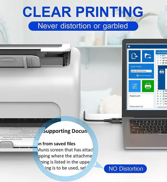 Alt view image 6 of 8 - Printer Cable 10ft Sweguard USB Printer Cord USB 2.0 Type A Male to B Male Cable Scanner Cord High Speed Compatible with HP Canon Dell Epson Brother Lexmark Xerox Samsung and Piano DAC-Black