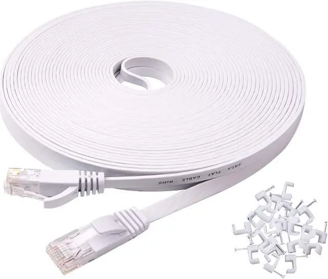 Main image of Cat 6 Ethernet Cable 50FT High Speed, Suntony Flat Internet Cable with Rj45 Connectors, White LAN Wire for Router/Gaming/Modem