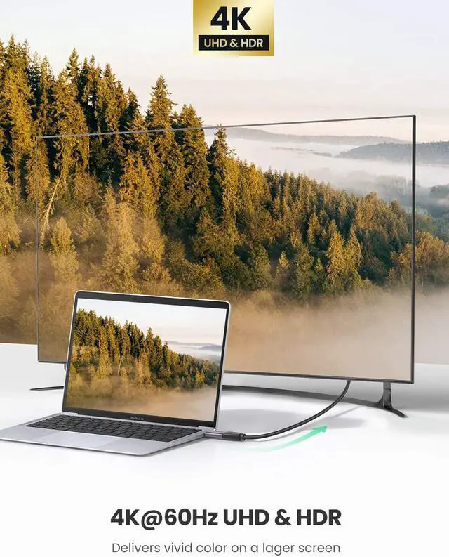 Alt view image 3 of 7 - UGREEN USB C to HDMI Adapter 4K 60Hz Type C Thunderbolt 3 Male to HDMI 2.0 Female Adapter Compatible with iPad Mini 6, MacBook Pro MacBook Air iPad Pro Pixelbook XPS S22 Galaxy and More