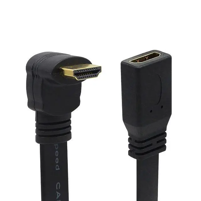 Alt view image 5 of 7 - 1FT Flat Slim High Speed HDMI Extension Cable A Female to 90 Degree Down Angle A Male Cord