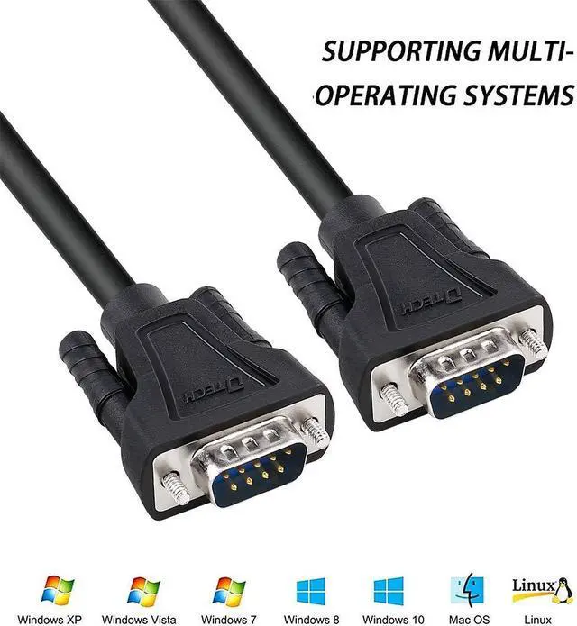 Alt view image 6 of 7 - DTech RS-232 Cable 10ft RS232 Serial Cable Male to Male 9 Pin DB9 Cord Straight Through