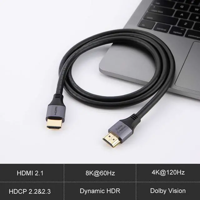 Alt view image 2 of 7 - CableCreation 8K 48Gbps Ultra High Speed HDMI Cable 10ft, 4K120 8K 60 144Hz eARC HDR HDCP 2.2 2.3 Compatible with MacBook Pro 2021, Apple TV, PS5 PS4 Xbox Series X Roku TV 4K LG Samsung TV RTX 3080