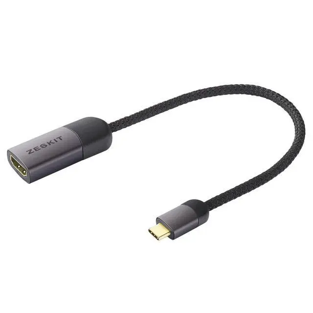 Alt view image 2 of 4 - USB C to HDMI Adatper 23cm - 4K 60Hz - 24K Gold Plated Connectors, USB 3.1 & Thunderbolt 3 Compatible with MacBook Pro, iPad Pro, iMac 4K / 5K / Pro, Surface Book 2 Samsung S8 S9 Note 8 9