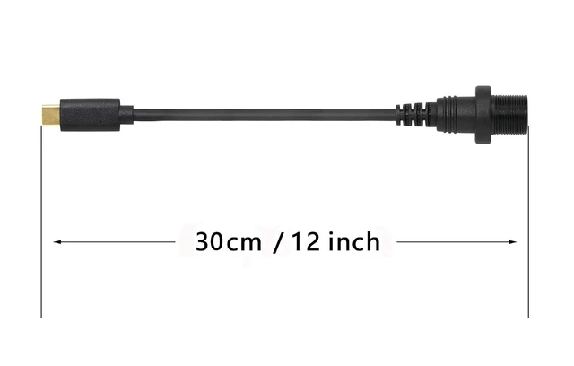 Alt view image 4 of 6 - 30cm Gold Plated USB Type C 3.1 Mount Extension Dash Flush Cable for Car, Boat,