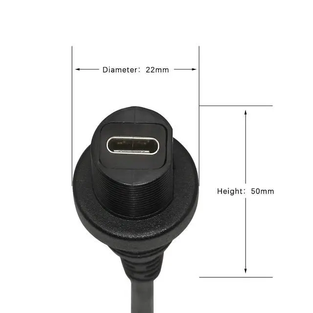 Alt view image 7 of 7 - 30cm USB Type C 2.0 Car Mount Dash Flush Waterproof Extension Cable for Car, Boat, Motorcycle, Truck Dashboard (USB-C)