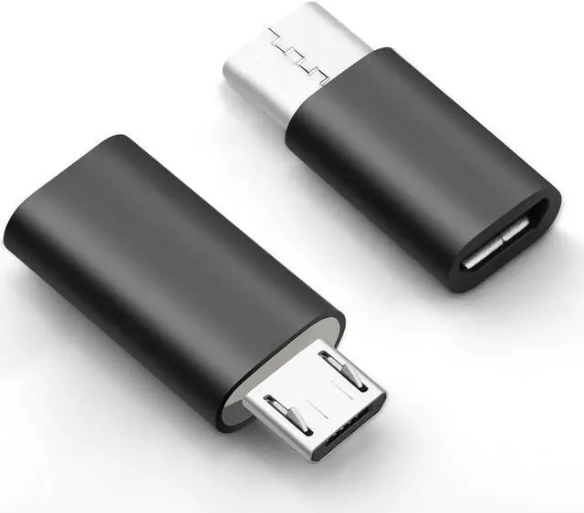 Main image of USB C Adapter, USB Type C (Female) to Micro USB (Male) & Micro USB to USB C Adapter, Camera Charge Adapter Data Transfer for Galaxy S20 S7 Note5 (2 Pack, Black)