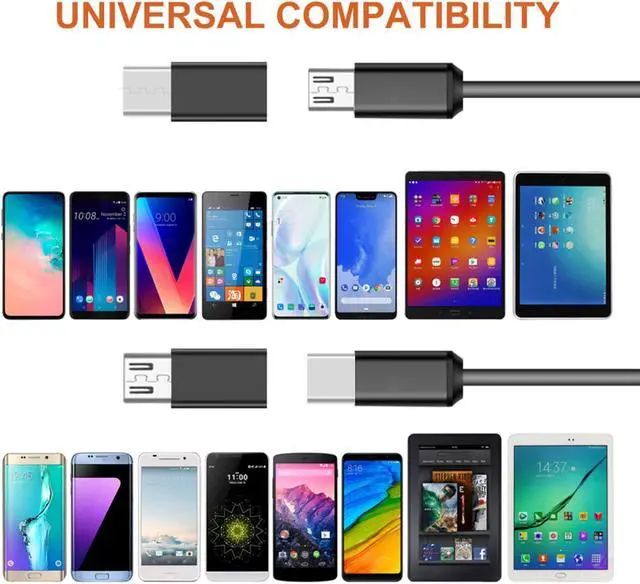 Alt view image 4 of 7 - USB C Adapter, USB Type C (Female) to Micro USB (Male) & Micro USB to USB C Adapter, Camera Charge Adapter Data Transfer for Galaxy S20 S7 Note5 (2 Pack, Black)