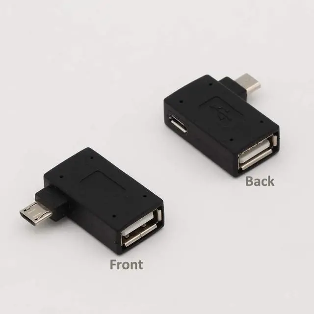 Alt view image 2 of 4 - 2-in-1 Powered Micro USB OTG Adapter 90 Degree Left Angled for PlayStaion Classic Raspberry Pi Zero Chromecast and TiVo Stream 4K - 2 Pack