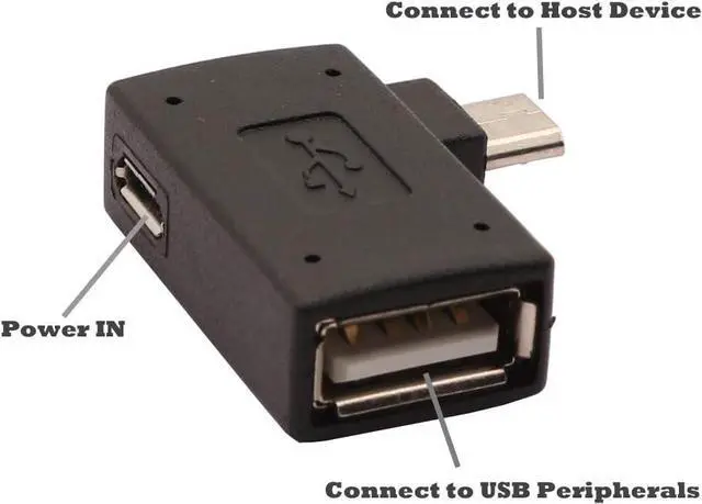 Alt view image 3 of 4 - 2-in-1 Powered Micro USB OTG Adapter 90 Degree Left Angled for PlayStaion Classic Raspberry Pi Zero Chromecast and TiVo Stream 4K - 2 Pack