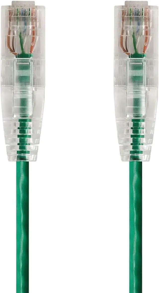 Alt view image 6 of 18 - Monoprice Cat6 Ethernet Patch Cable - 5 feet - Green | Snagless RJ45 Stranded 550MHz UTP CMR Riser Rated Pure Bare Copper Wire 28AWG - SlimRun Series