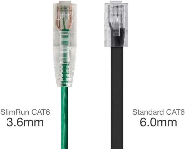 Alt view image 7 of 18 - Monoprice Cat6 Ethernet Patch Cable - 5 feet - Green | Snagless RJ45 Stranded 550MHz UTP CMR Riser Rated Pure Bare Copper Wire 28AWG - SlimRun Series