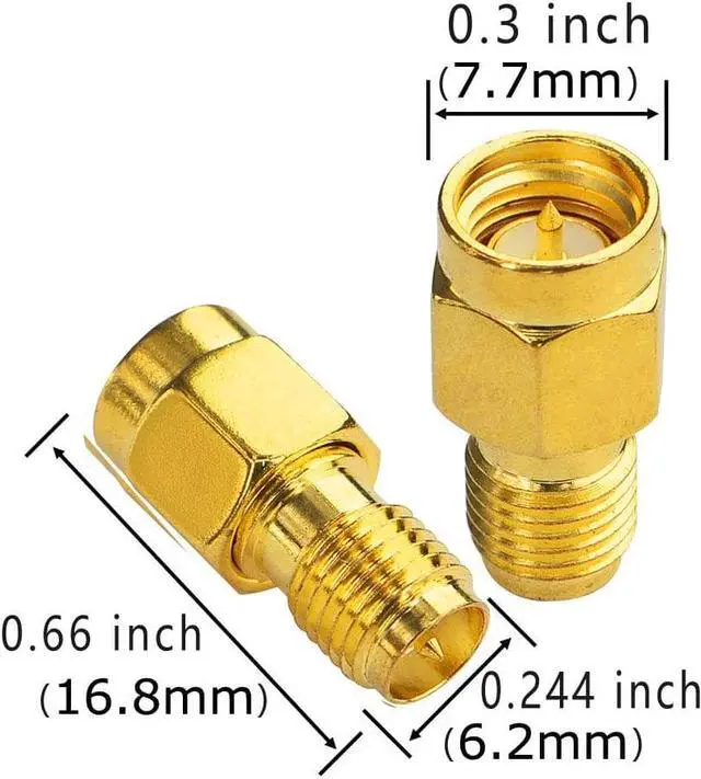 Alt view image 3 of 4 - B SMA WiFi Adapter RP-SMA Female to SMA Male Coaxial Connector RF Antennas Plug Connector RP-SMA to SMA Adapter SMA Plug to RP SMA Jack for FPV Drone Pack of 2