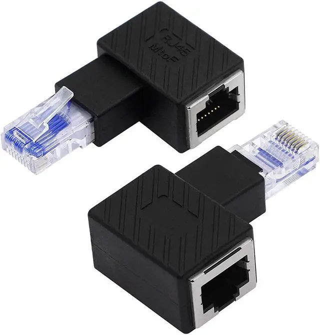 Main image of YACSEJAO Cat5e/Cat6 RJ45 Ethernet Adapter2Pack 90 Degree Ethernet RJ45 / 8P8C Male to Female Right Angle Adapter Support Cat6 / Cat5e / Cat5 Standard LAN CableLeft