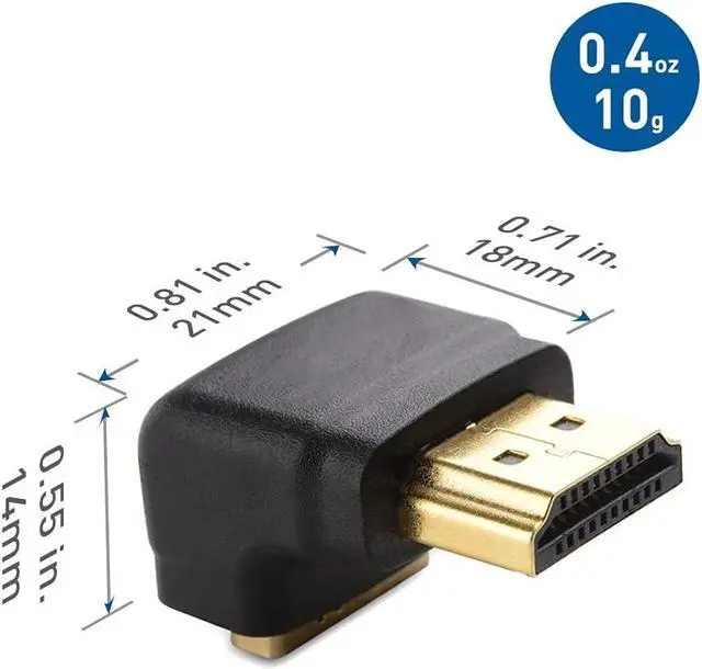 Alt view image 4 of 4 - Combo Pack 270 Degree and 90 Degree HDMI Adapter (Right Angle HDMI) with 4K and HDR Support