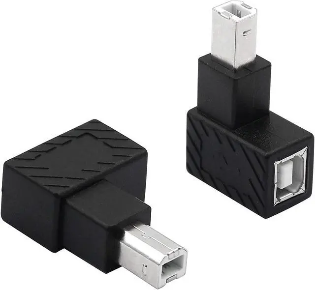 Main image of USB 2.0 Type-B Printer Adapter, 2 Pack 90 Degrees USB 2.0 B Male to Type-B Female Printer Adapter  for Printer, Scanner, Mobile HDD and More Left Angle