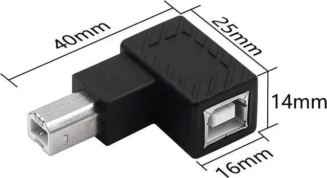 Alt view image 3 of 6 - USB 2.0 Type-B Printer Adapter, 2 Pack 90 Degrees USB 2.0 B Male to Type-B Female Printer Adapter  for Printer, Scanner, Mobile HDD and More Left Angle