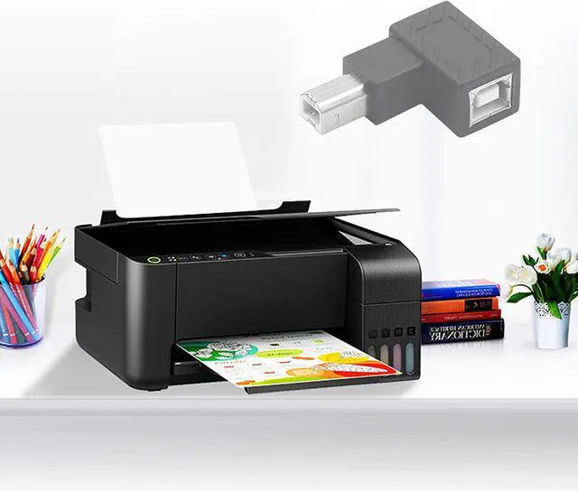 Alt view image 6 of 6 - USB 2.0 Type-B Printer Adapter, 2 Pack 90 Degrees USB 2.0 B Male to Type-B Female Printer Adapter  for Printer, Scanner, Mobile HDD and More Left Angle