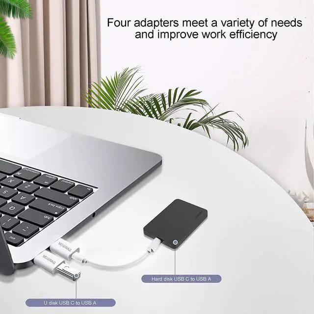 Alt view image 4 of 6 - 4 Pack USB Type C to USB Adapter Type-A to Type-C Adapter Converter USB C Female to USB Male Adapter Compatible with Apple MagSafe Charger iMac MacBook Pro MacBook Laptops PC Computers and More