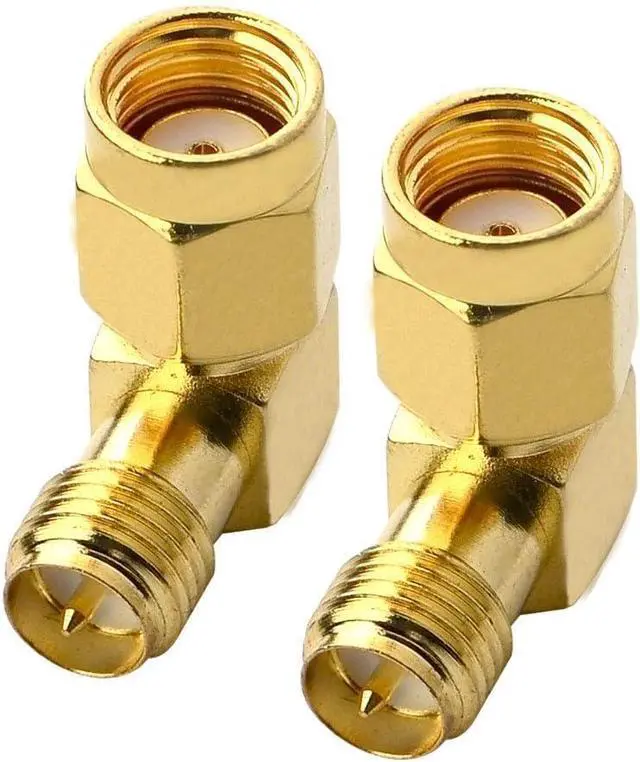 Alt view image 4 of 6 - 90 Degree Reverse Polarity SMA Coax Adapter RP SMA Male to RP-SMA Female Right Angle Connector for Audio FPV Drone Antennas Radio Video 2-Pack