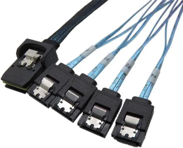 Main image of CABLEDECONN 0.5 M Internal Mini SAS 36Pin Male W/Latch to SATA 7Pin Female (X4) Forward Breakout Cable