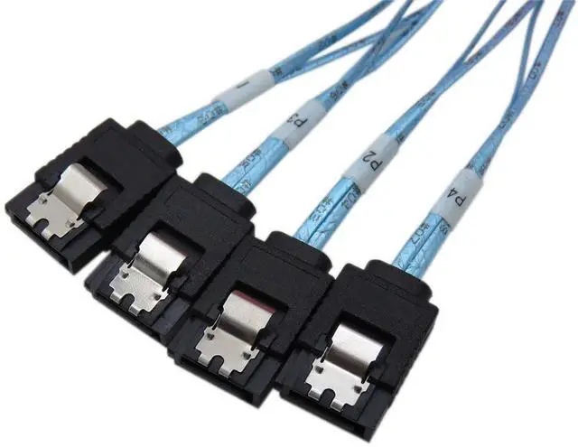 Alt view image 2 of 7 - CABLEDECONN 0.5 M Internal Mini SAS 36Pin Male W/Latch to SATA 7Pin Female (X4) Forward Breakout Cable