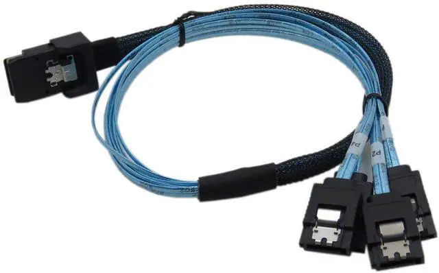 Alt view image 4 of 7 - CABLEDECONN 0.5 M Internal Mini SAS 36Pin Male W/Latch to SATA 7Pin Female (X4) Forward Breakout Cable