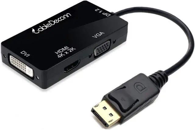 Main image of CableDeconn DisplayPort 1.2 to HDMI 4K DVI VGA 3 in 1 Multi-Function Cable Adapter Converter