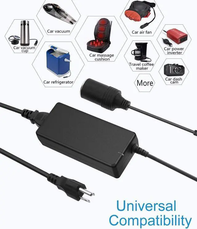 Alt view image 7 of 7 - AC to DC Converter 110V to 12V 8A 120V to 12V Power Supply Cigarette Lighter Adapter to Wall Plug AC to DC Adapter for Small Car Vacuum Air Pump Cooler Massager and Other Devices Under 96W