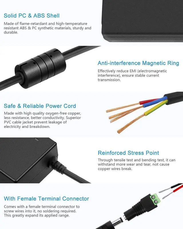 Alt view image 5 of 7 - 5V 15A AC to DC Power Supply Adapter Transformer Converter 5.5x2.5mm Plug 100V-240V AC Input for WS2811 2801 WS2812B LED Strip Pixel Light - OEM