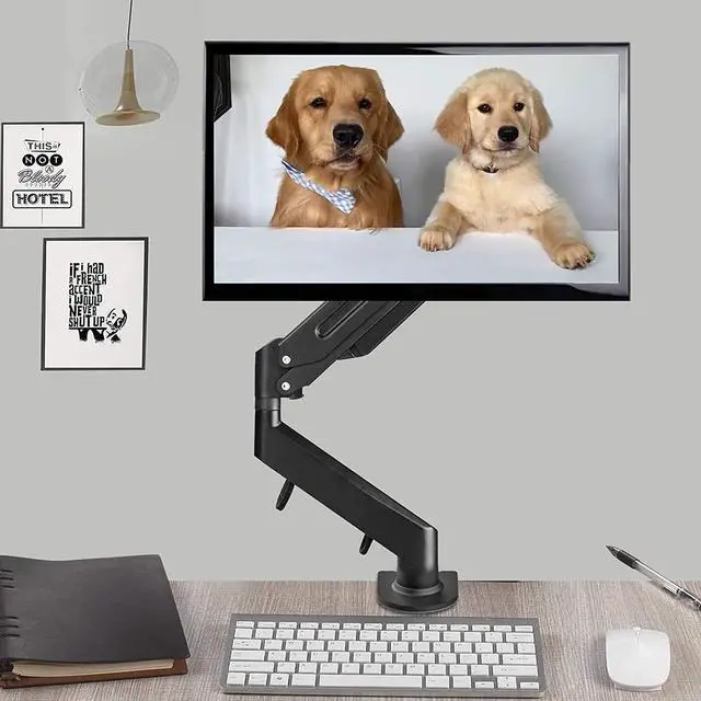 Alt view image 2 of 7 - Suptek Monitor Mount Gas Spring Monitor Arm Desk Mount Fully Adjustable Fits 17 20 22 23 24 26 27 inch Monitors Weight Capacity up to 13.2 lbs