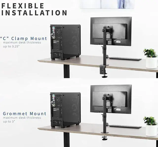 Alt view image 6 of 7 - Single LCD Monitor Desk Mount Stand Heavy Duty Stacked Holds 1 Screen up to 32 (STAND-V001C)