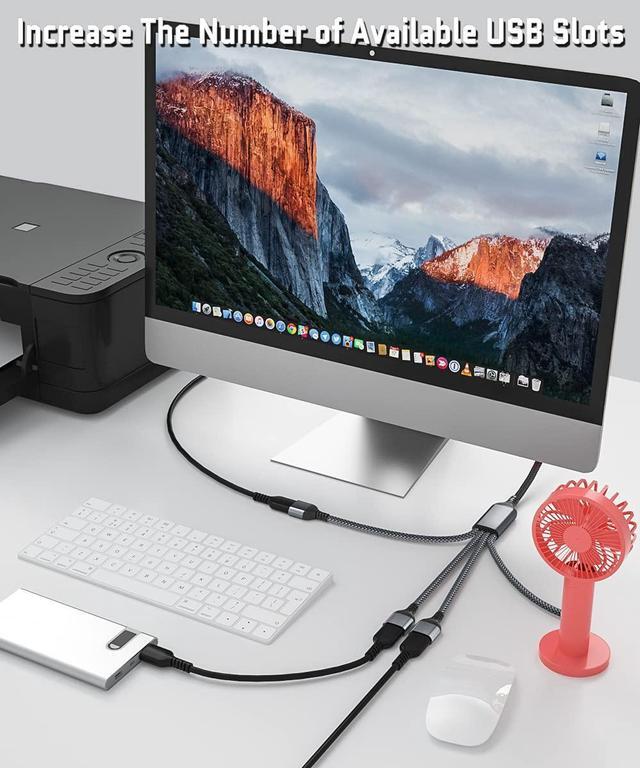 Alt view image 5 of 7 - Elebase USB Splitter Y Cable 1FT,1 Male to 4 Female USB-A Expander Hub,Multi USB Port Extender,Extra Multiport Data Charger Split Adapter for Mac Macbook,Car,Xbox One Series X/S,Flash Drive,HDD,Laptop