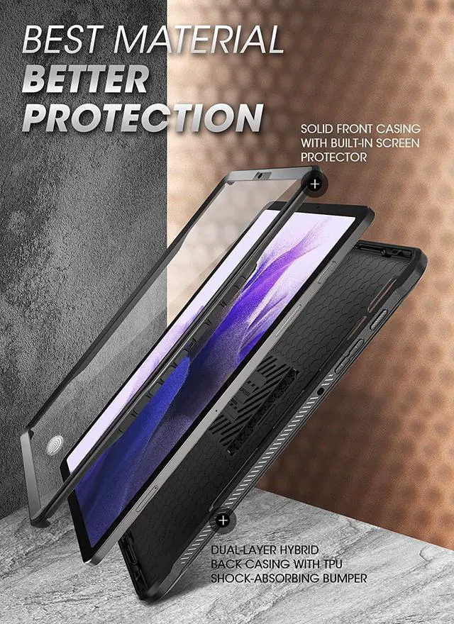 Alt view image 3 of 7 - Unicorn Beetle Pro Series Rugged Full Body Case for  Galaxy Tab S7 FE 12.4 inch (2021) with Built-in Screen Protector and Pen Holder S (Black)
