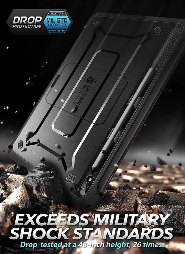 Alt view image 5 of 7 - Unicorn Beetle Pro Series Rugged Full Body Case for  Galaxy Tab S7 FE 12.4 inch (2021) with Built-in Screen Protector and Pen Holder S (Black)