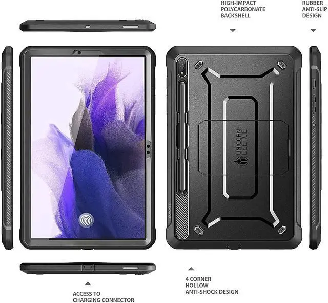 Alt view image 7 of 7 - Unicorn Beetle Pro Series Rugged Full Body Case for  Galaxy Tab S7 FE 12.4 inch (2021) with Built-in Screen Protector and Pen Holder S (Black)