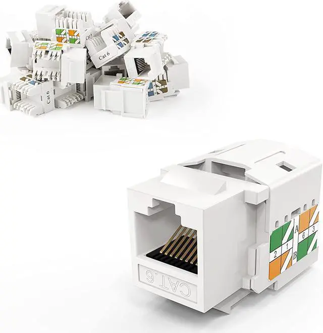 Main image of CableCreation 20-Pack Cat6 RJ45 Keystone Jack Module Connector Network Coupler Ethernet Wall Jack, White