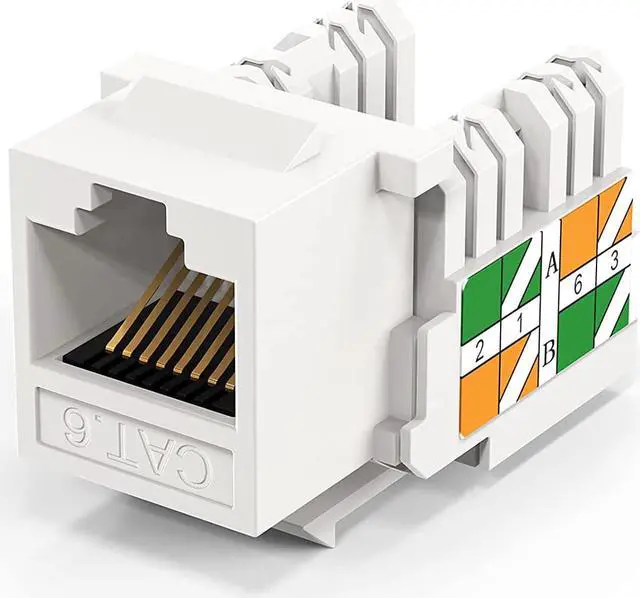 Alt view image 4 of 7 - CableCreation 20-Pack Cat6 RJ45 Keystone Jack Module Connector Network Coupler Ethernet Wall Jack, White