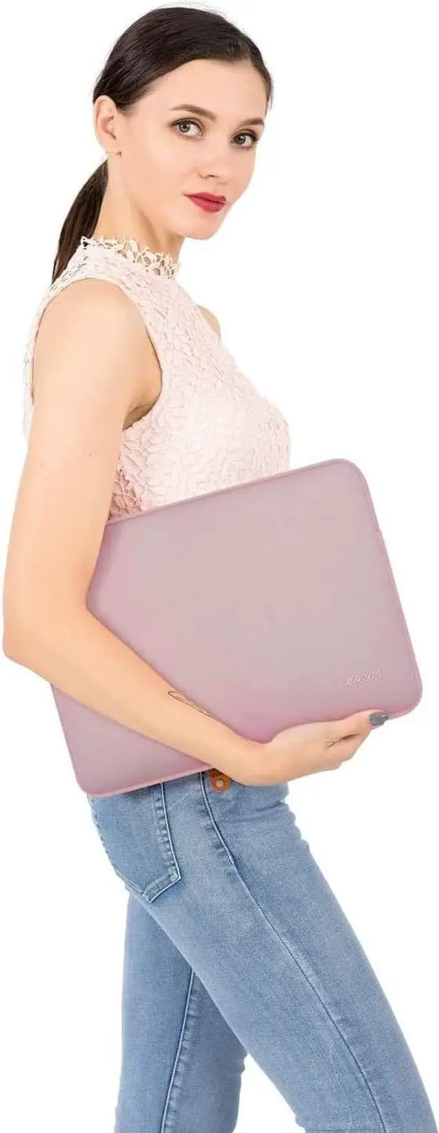 Alt view image 6 of 7 - Laptop Case 16 inch 15-15.6 inch Laptop Sleeve Bag Compatible with MacBook Pro 16 inch HP     Notebook Neoprene Computer Sleeve Bag with Small Case Baby Pink