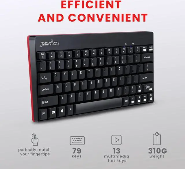 Alt view image 2 of 7 - Perixx Periduo-712B Wireless Mini Keyboard and Mouse Set, Black, US English Layout