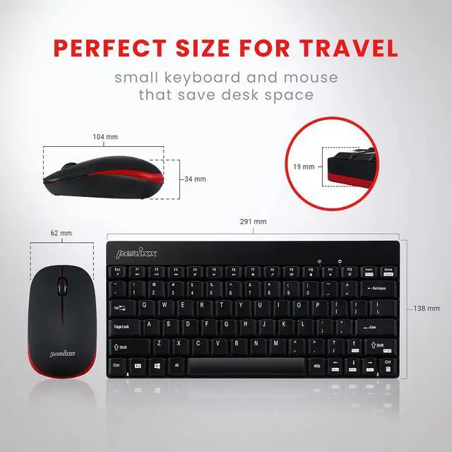 Alt view image 4 of 7 - Perixx Periduo-712B Wireless Mini Keyboard and Mouse Set, Black, US English Layout